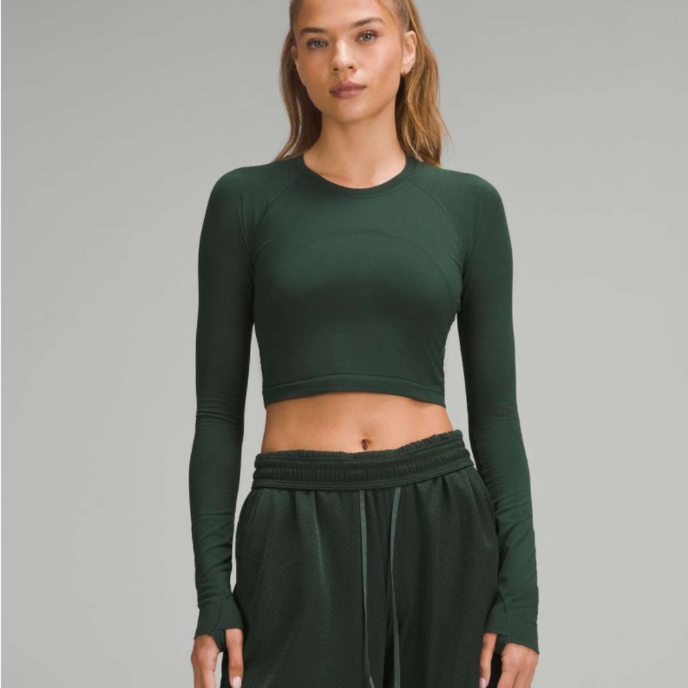 lululemon athletica Legacy Green Swiftly Tech Cropped Long Sleeve 2.0